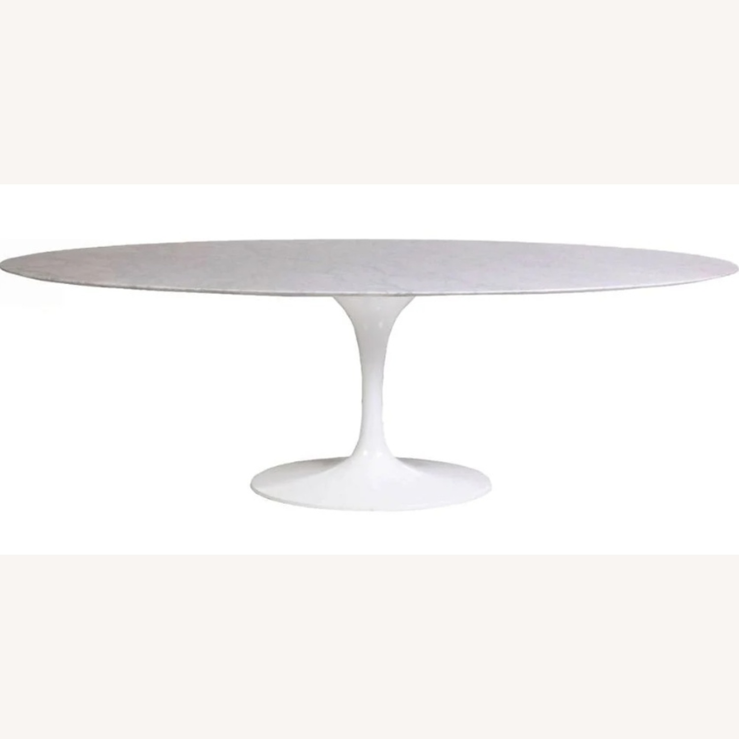 Carrara Marble Pedestal Tulip Dining Table - Oval - image-6