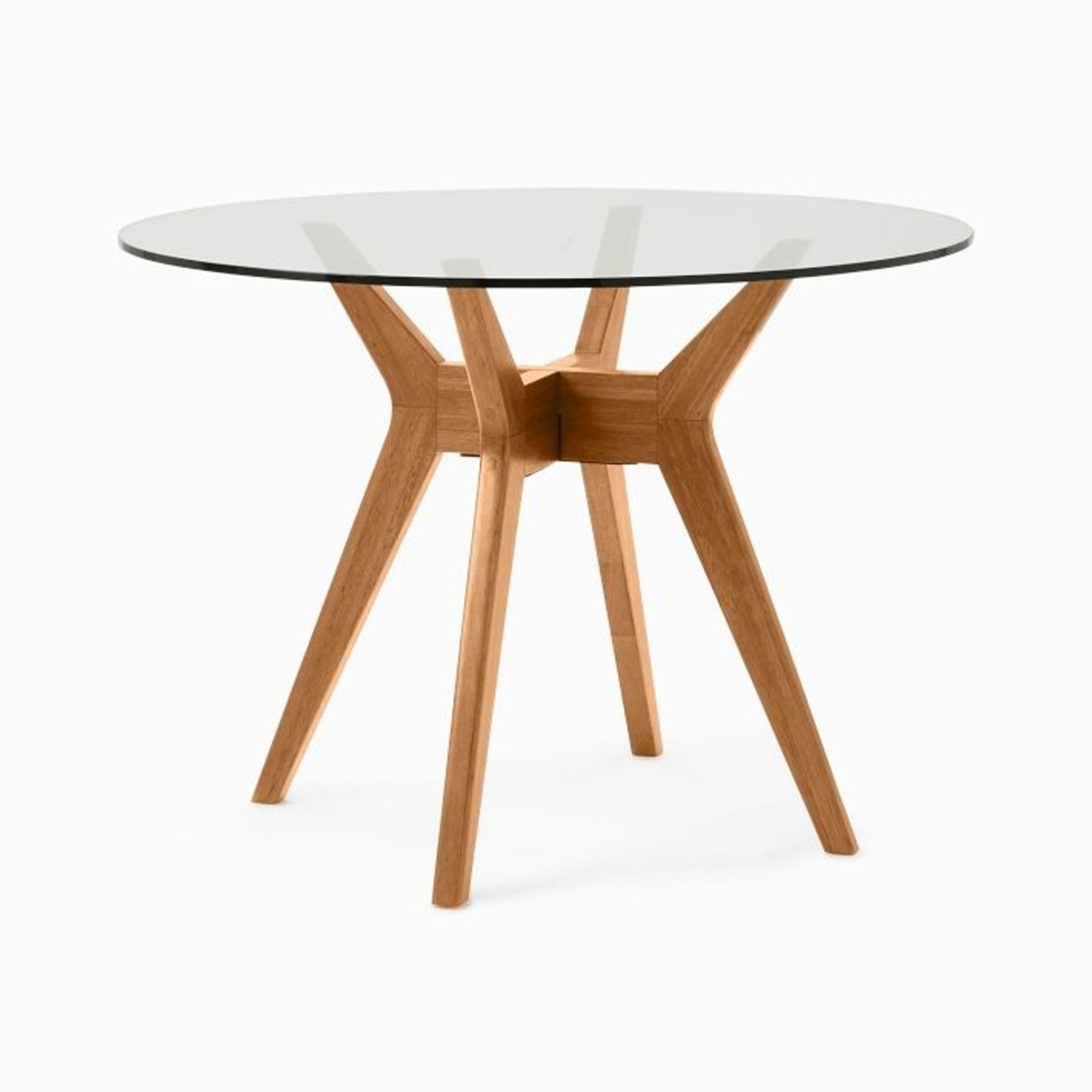 Glass & Wood Round Dining Table with 4 Chairs - image-1