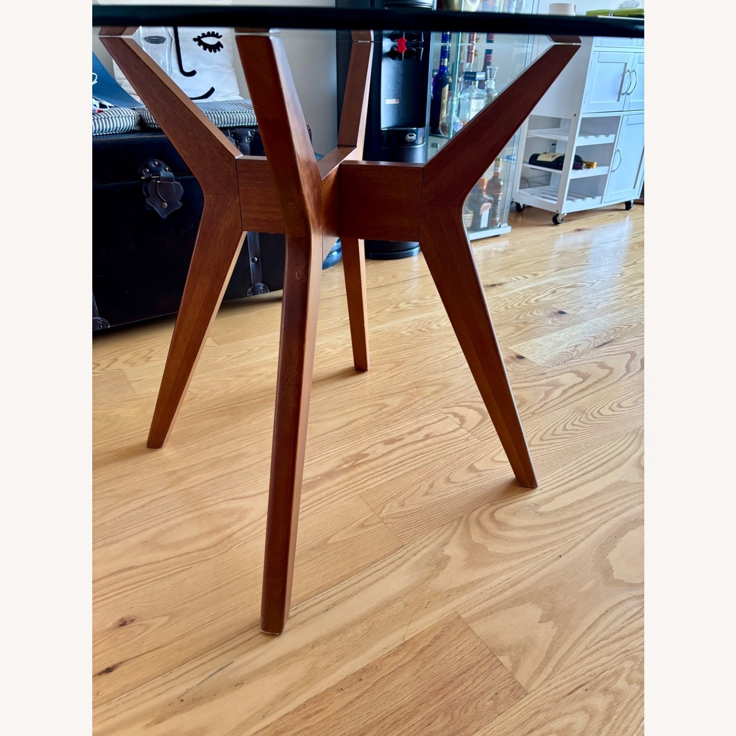 Glass & Wood Round Dining Table with 4 Chairs - image-8