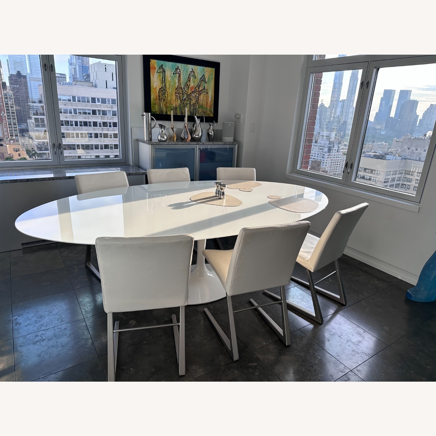 BoConcept Mariposa Chairs (6) in White Leather - AptDeco