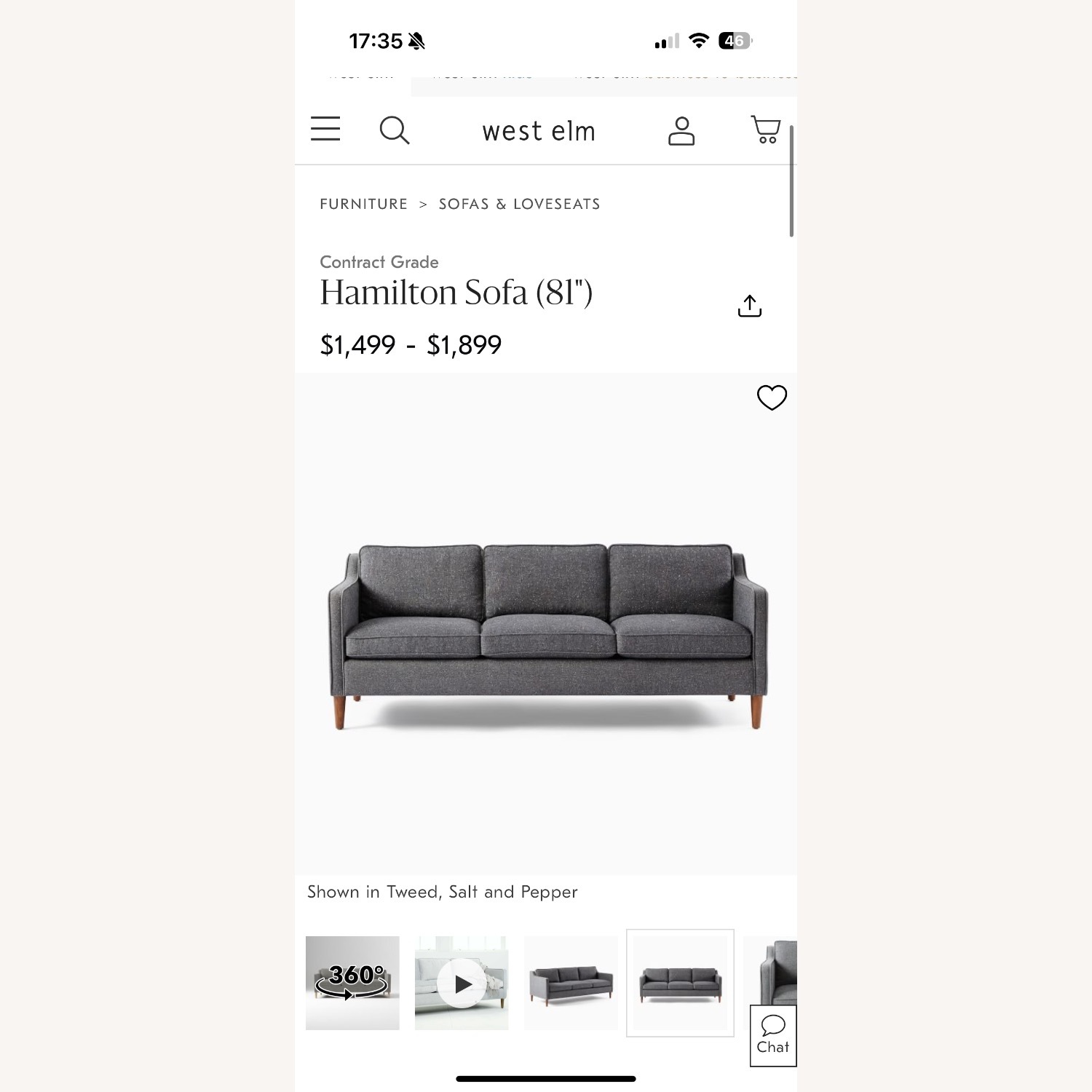 West Elm Dark Gray Hamilton Sofa (81”) - image-4