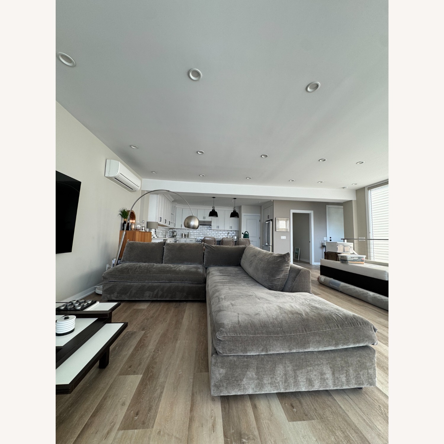 Kreiss Gray Sofa Two Piece Sectional - image-1