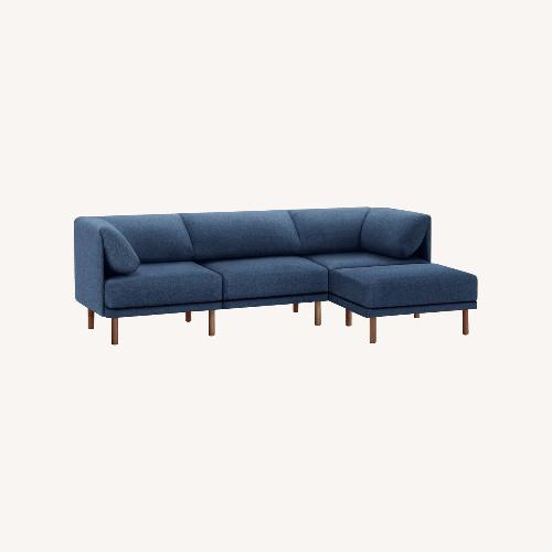 Used Burrow 3 piece Sectional W Ottoman in Navy for sale on AptDeco