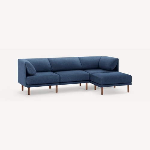 Used Burrow 3 piece Sectional W Ottoman in Navy for sale on AptDeco