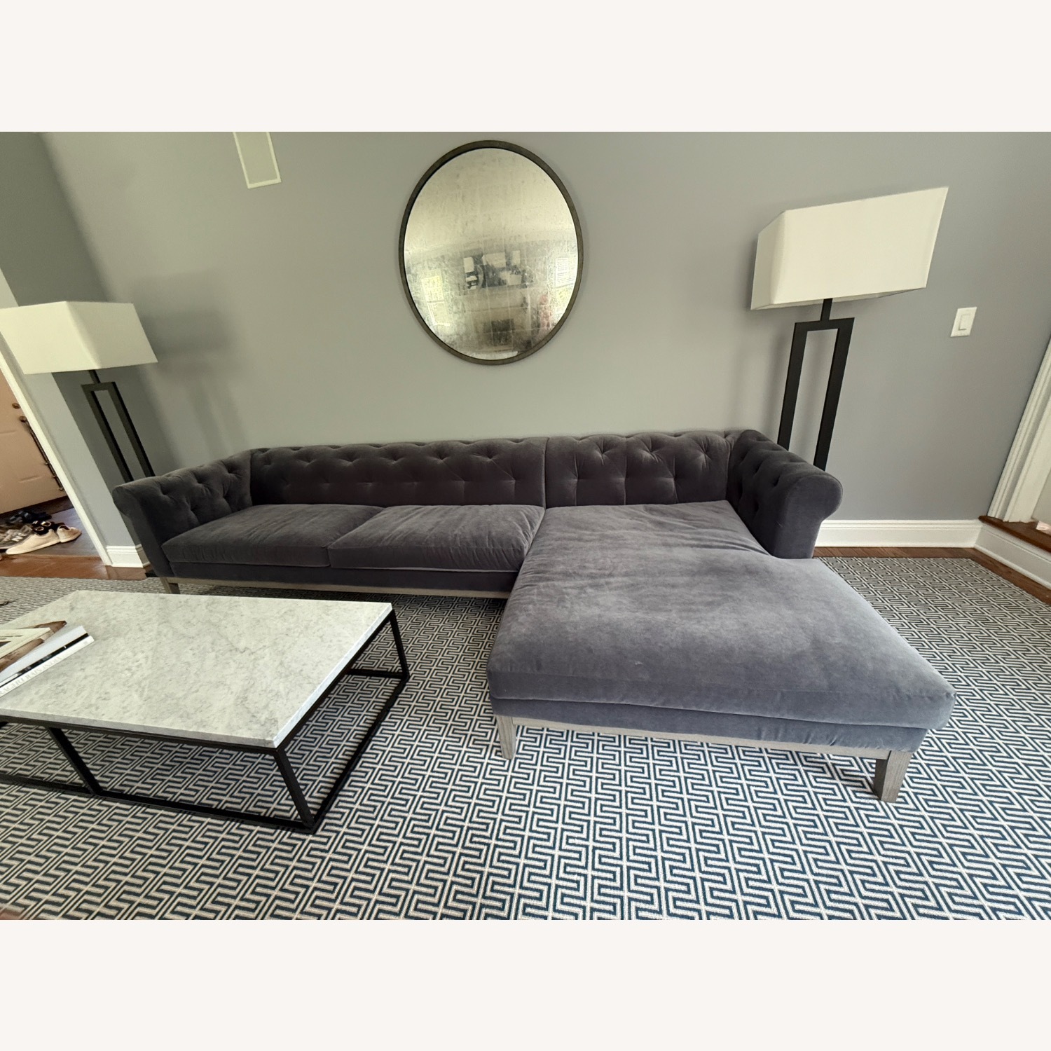 RH Italia Chesterfield Right-Arm Sofa Chaise - image-1