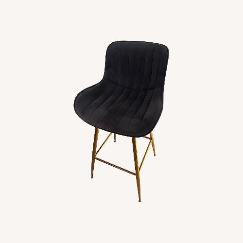 Used Gray Velvet Bar Stools with Gold Legs for sale on AptDeco