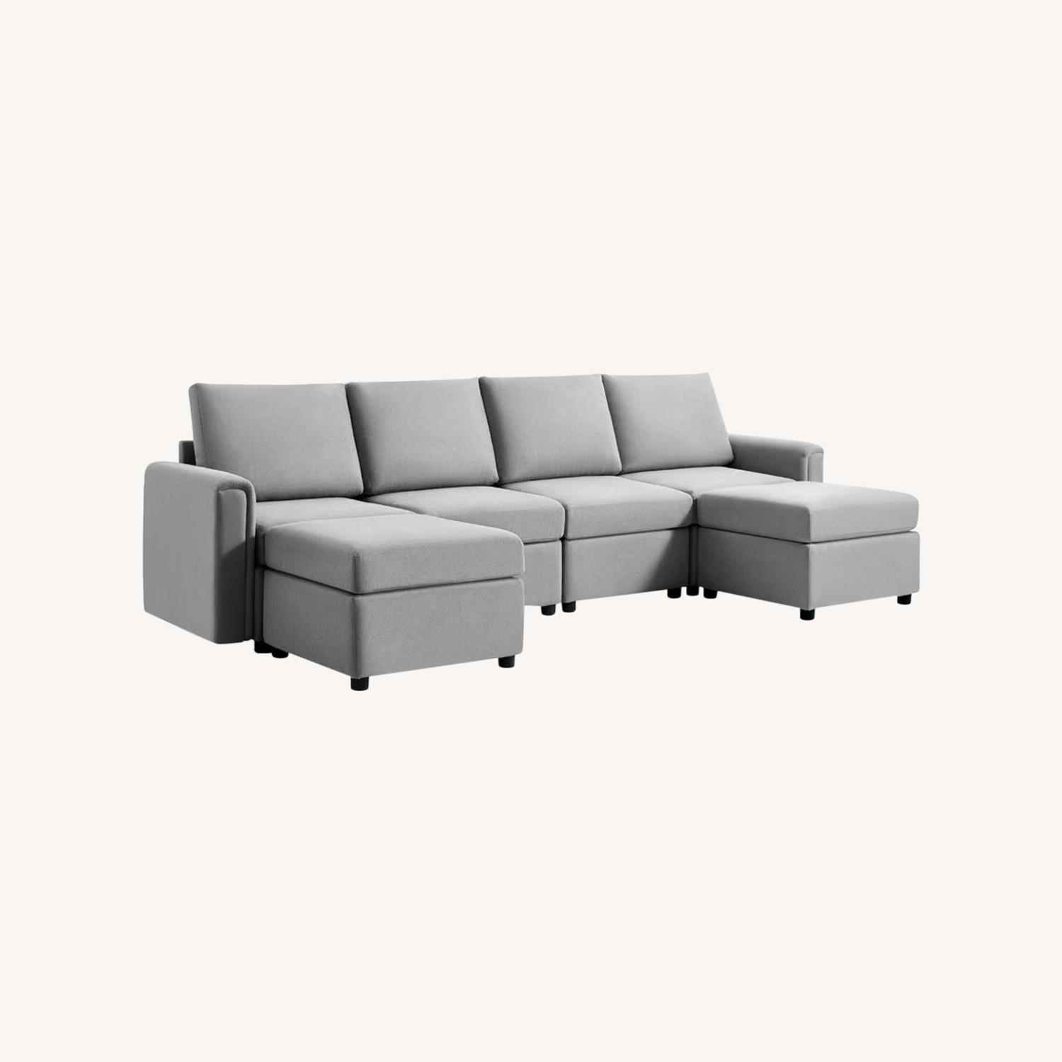 Modern Gray Modular Sectional Sofa - image-0