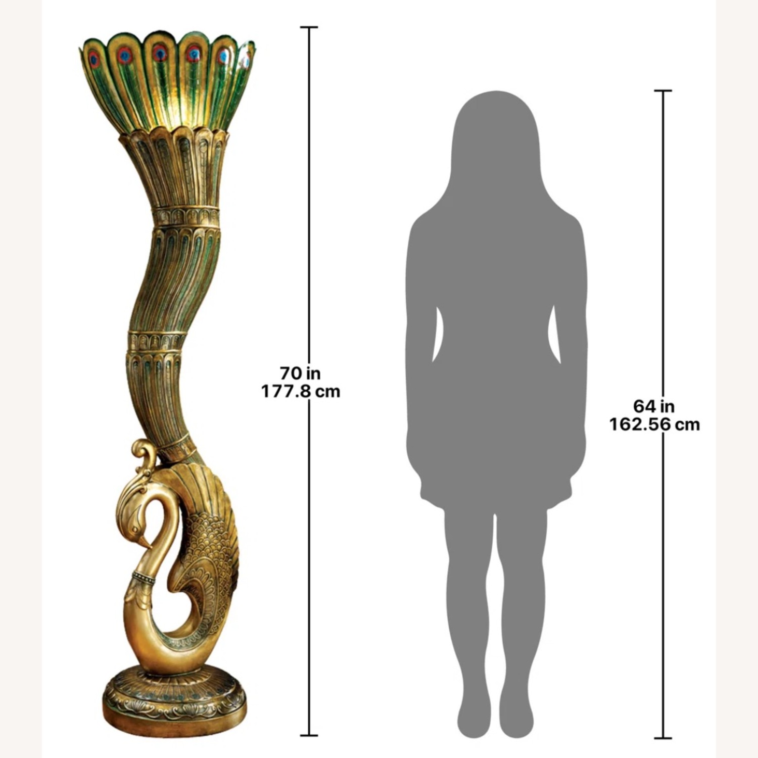 Art Deco 70" Peacock Floor Lamp - image-2
