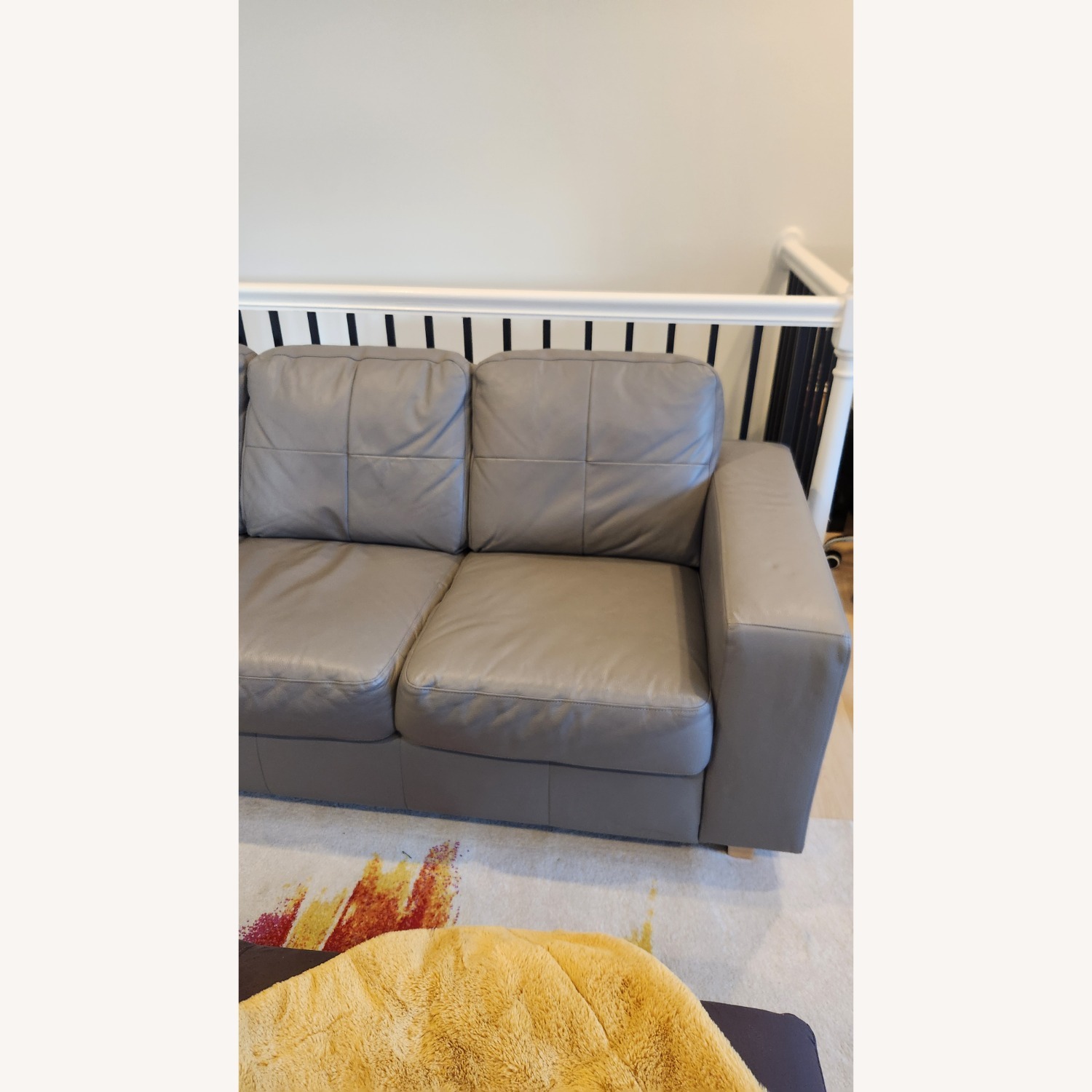 IKEA 80" Skogaby 3 Seater Leather Sofa Gray - image-7