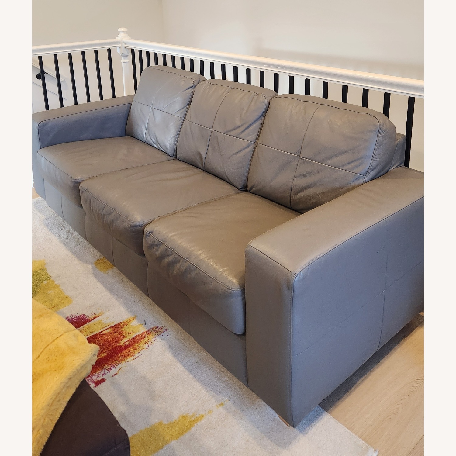 IKEA 80" Skogaby 3 Seater Leather Sofa Gray - image-11