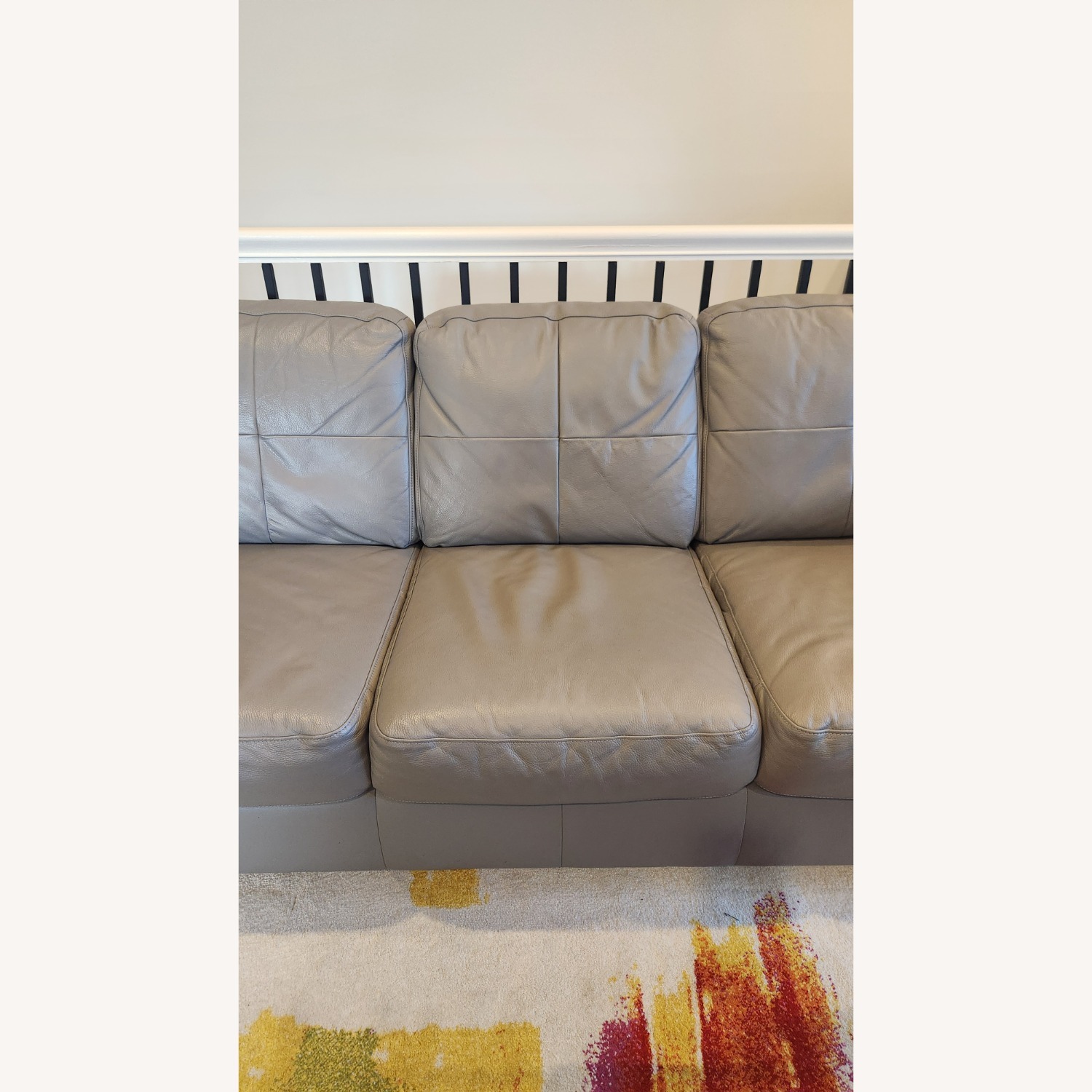 IKEA 80" Skogaby 3 Seater Leather Sofa Gray - image-9