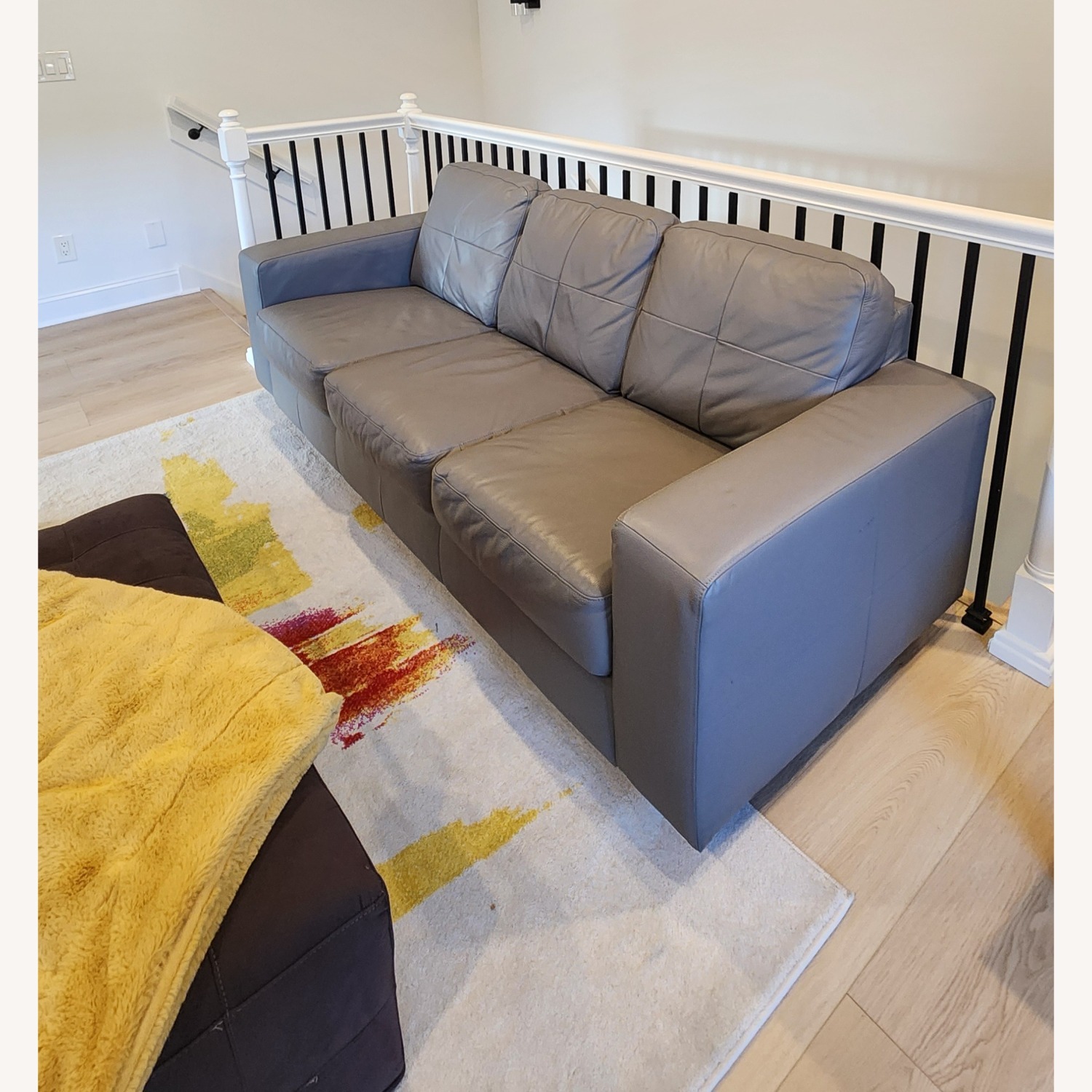 IKEA 80" Skogaby 3 Seater Leather Sofa Gray - image-10