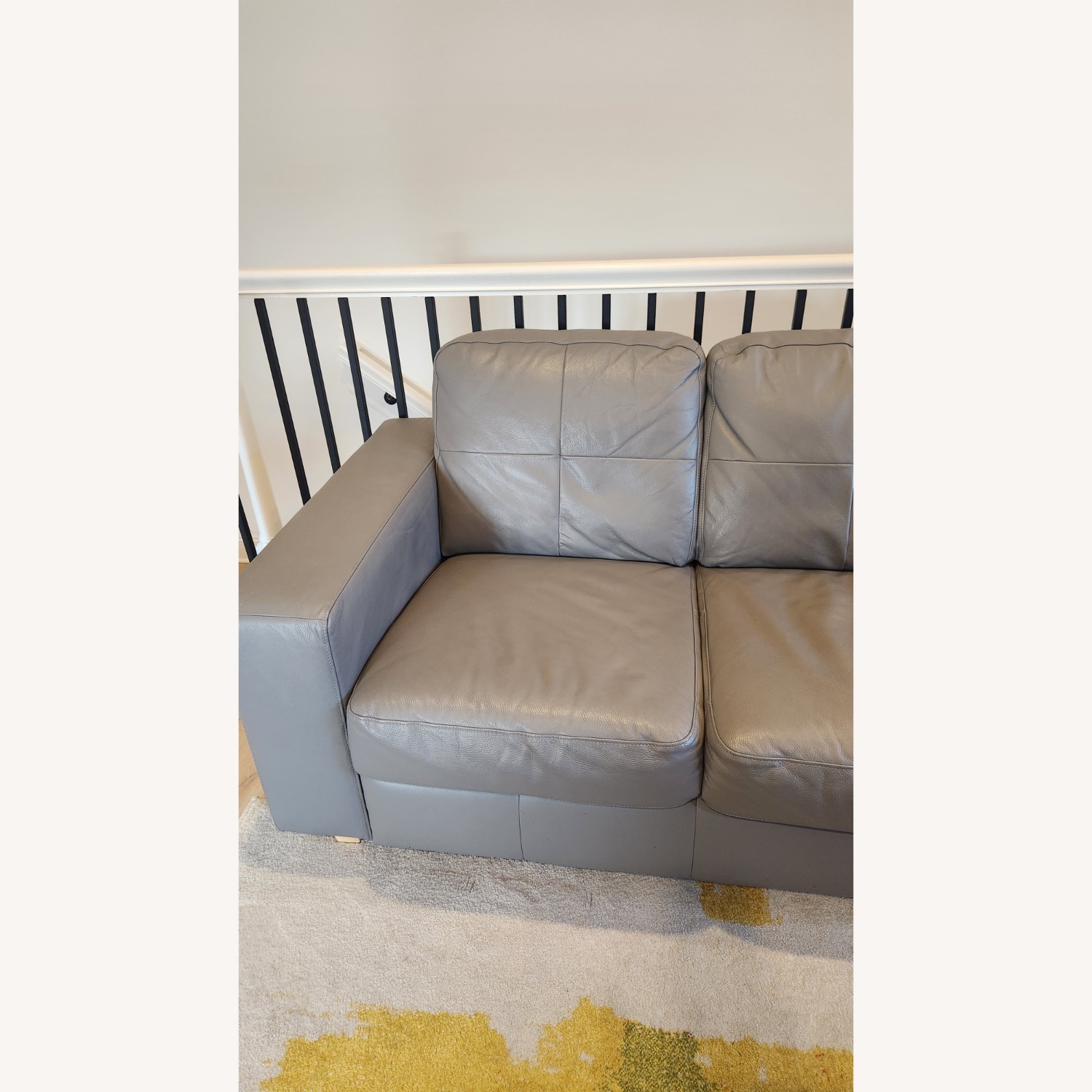 IKEA 80" Skogaby 3 Seater Leather Sofa Gray - image-8