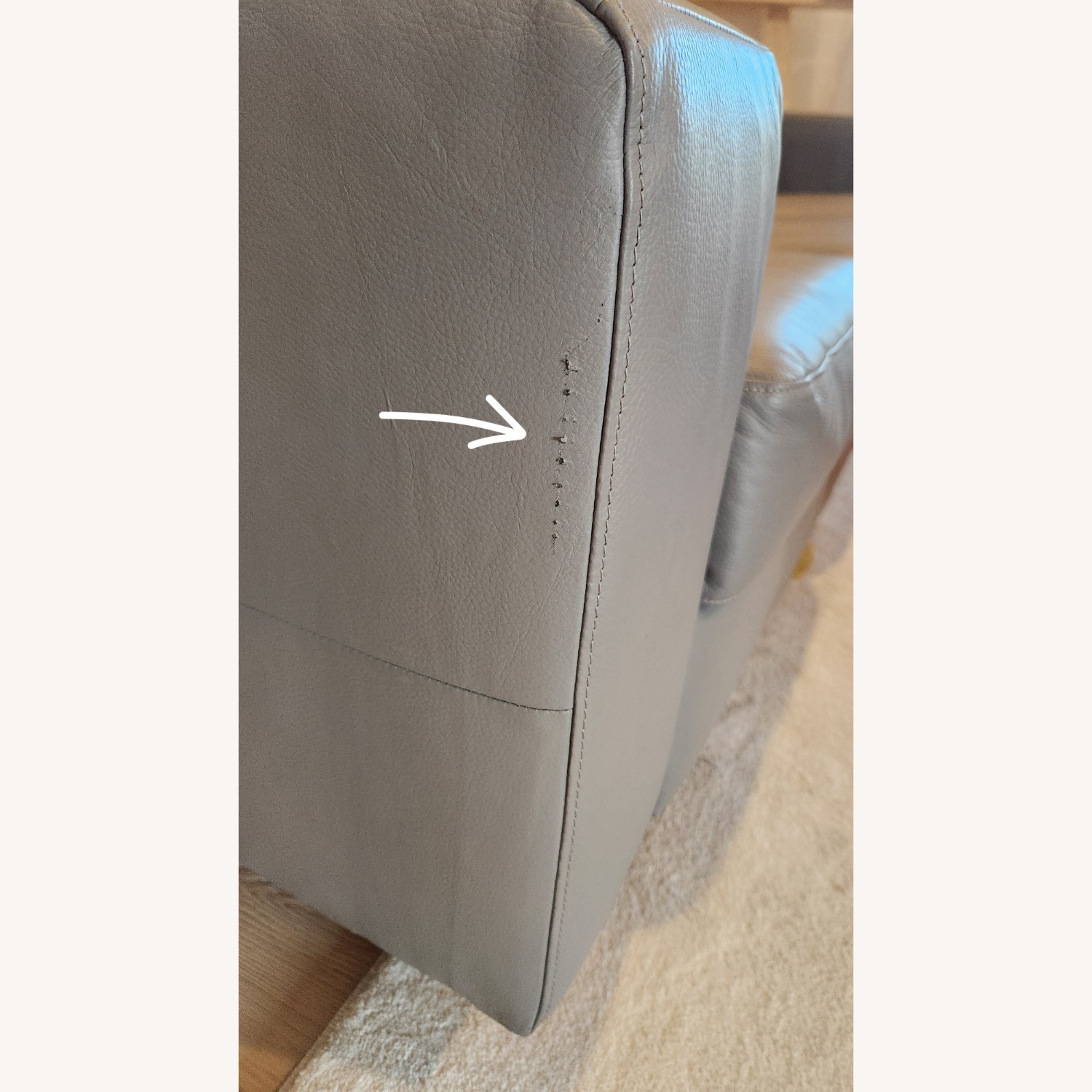 IKEA 80" Skogaby 3 Seater Leather Sofa Gray - image-5