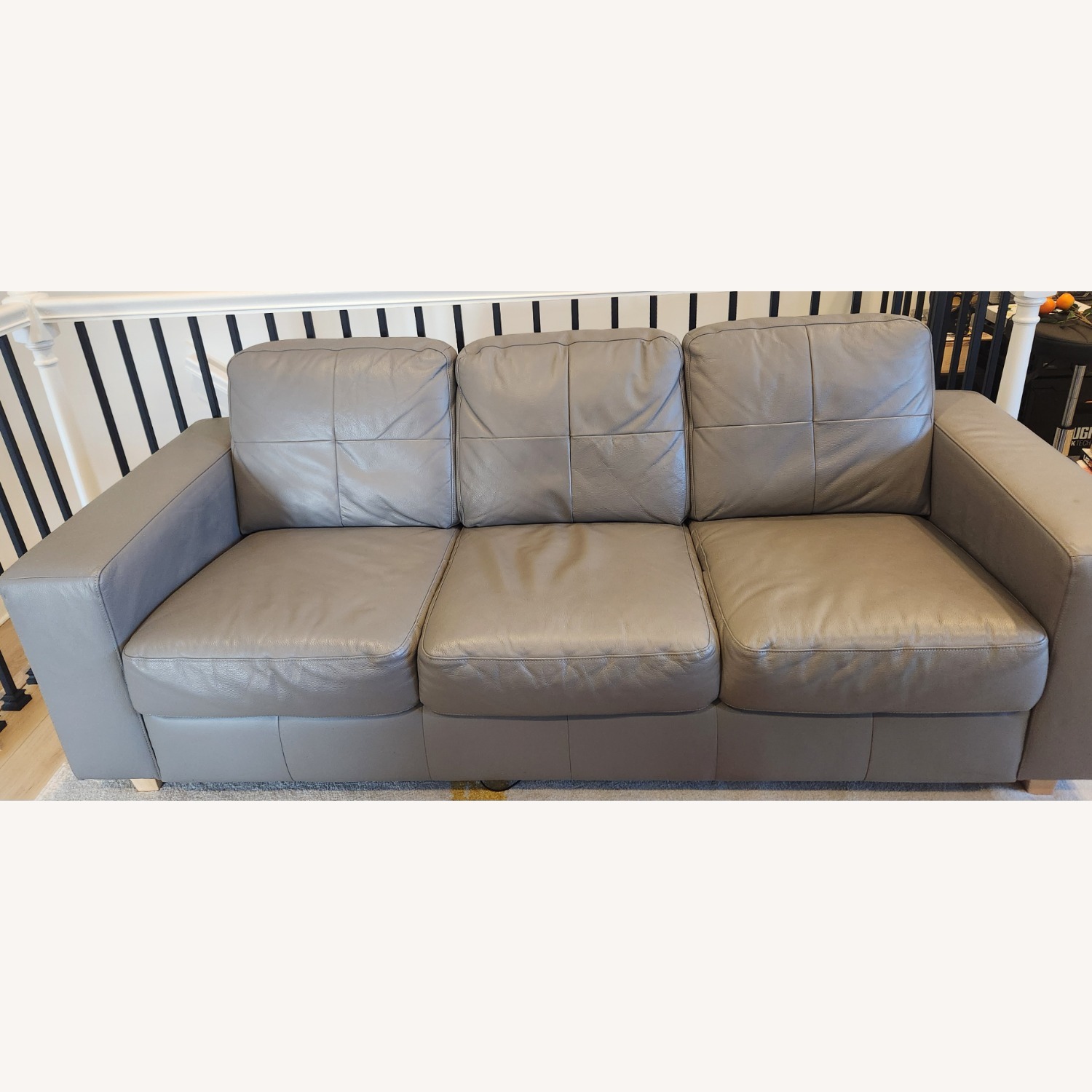 IKEA 80" Skogaby 3 Seater Leather Sofa Gray - image-13