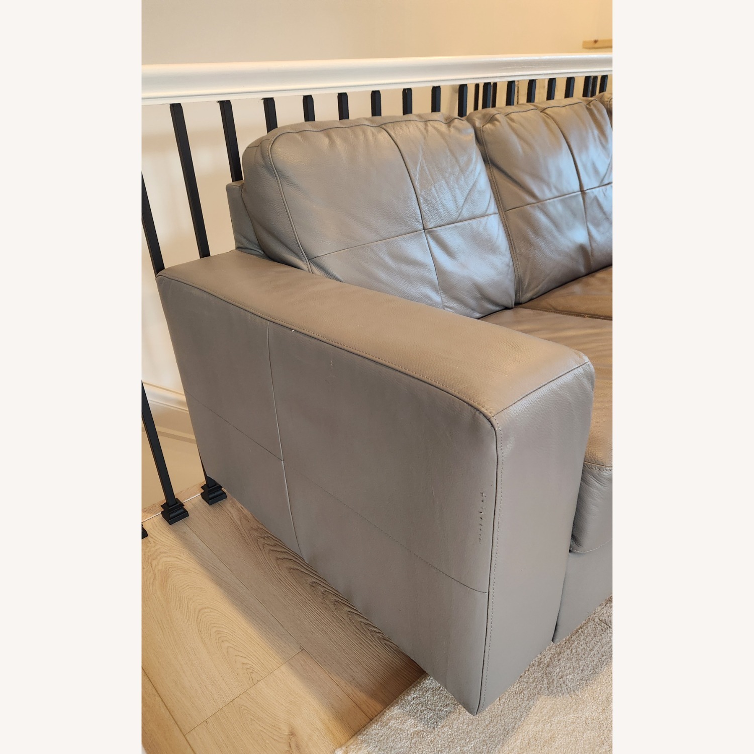 IKEA 80" Skogaby 3 Seater Leather Sofa Gray - image-3