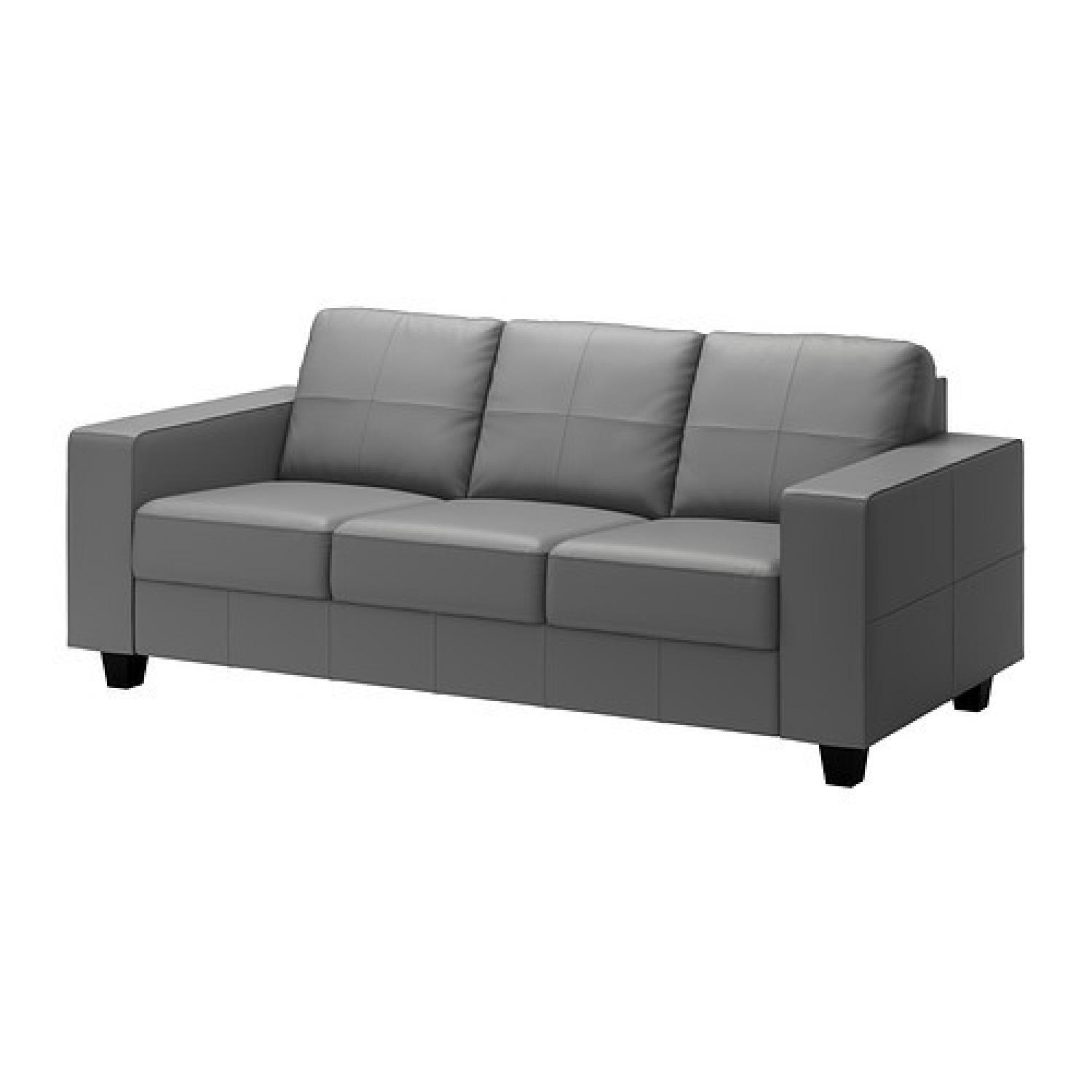 IKEA 80" Skogaby 3 Seater Leather Sofa Gray - image-15