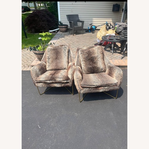 Used Wildau Faux Fur Chair with Gold Legs for sale on AptDeco