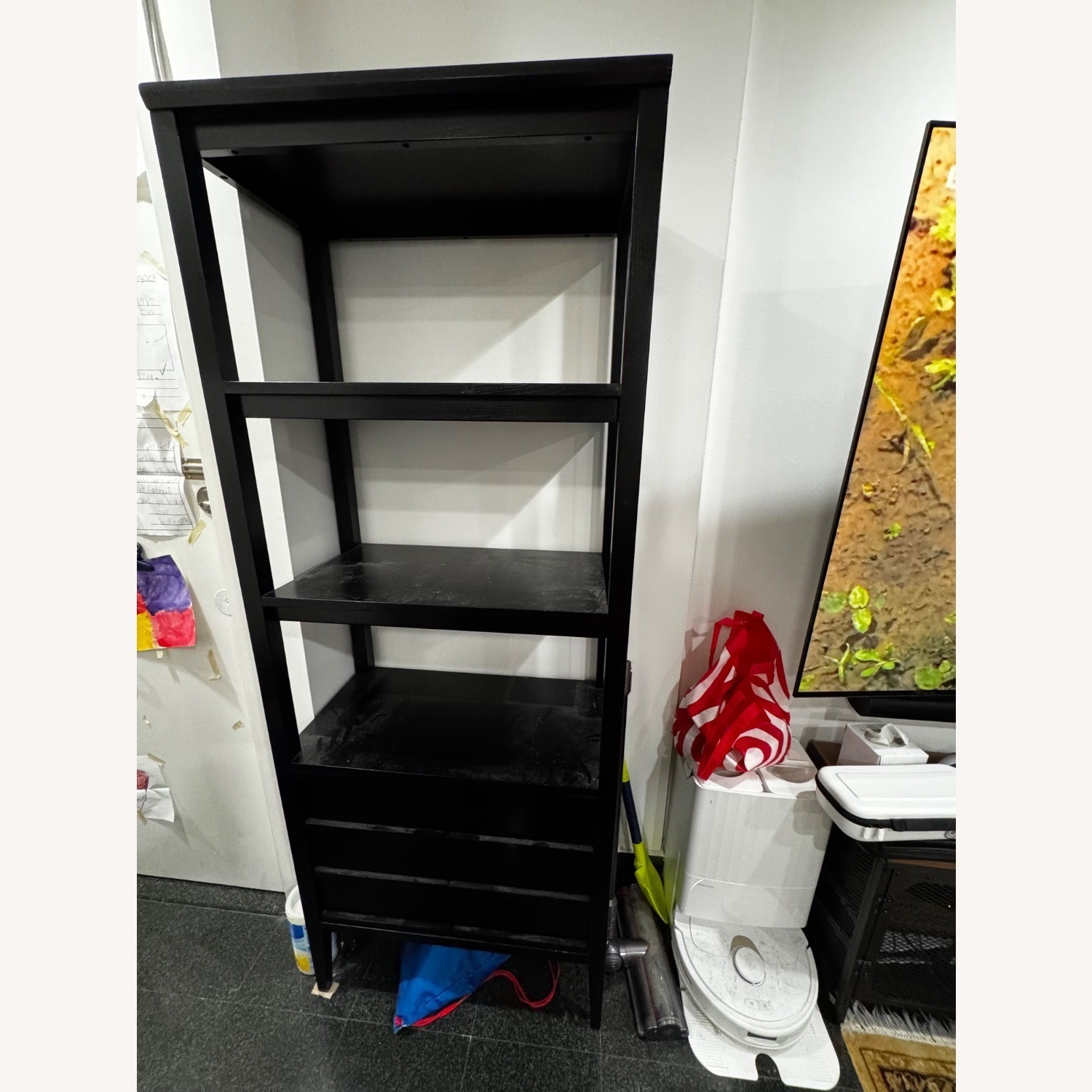 Crate & Barrel Tate Black Wooden Bookshelf - image-1