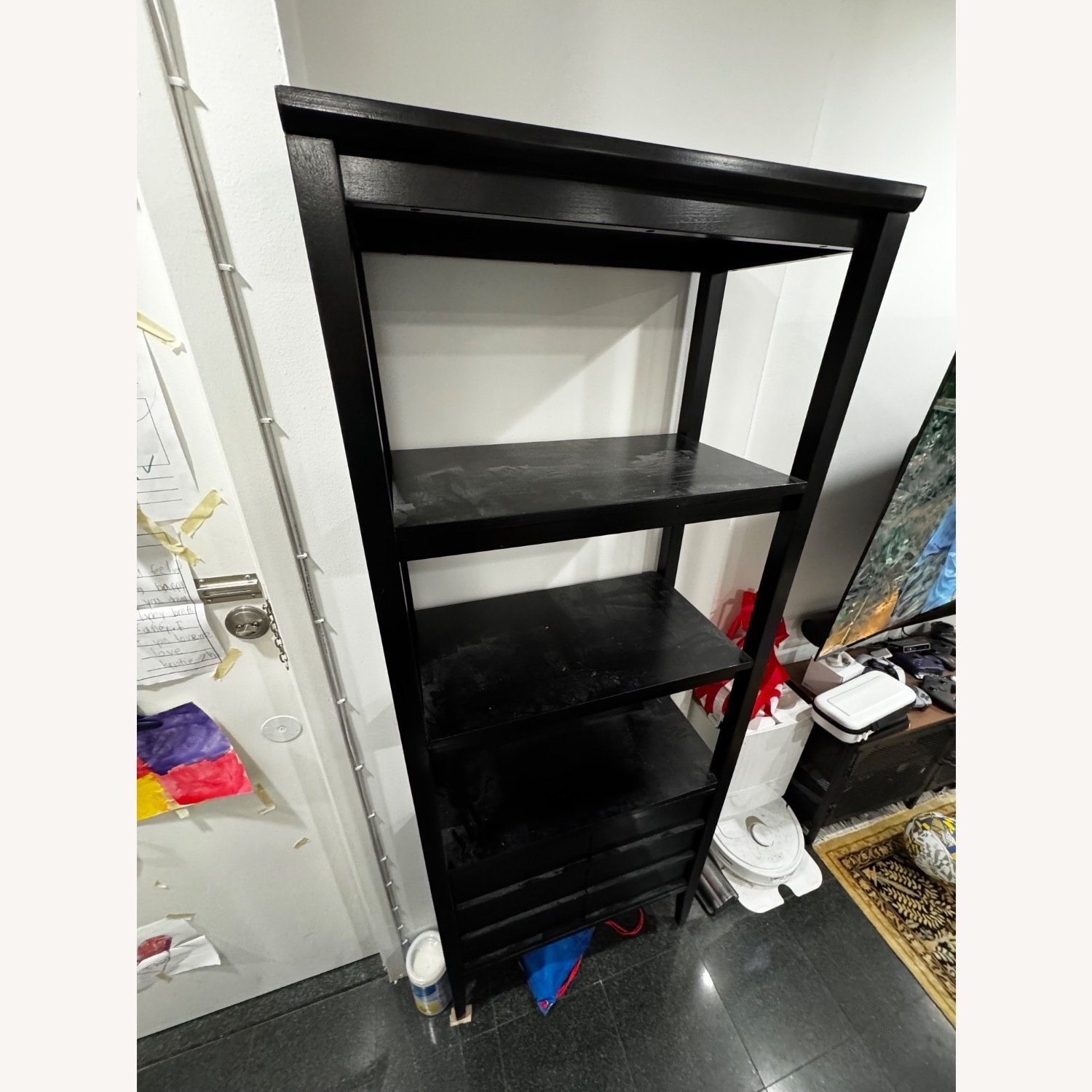 Crate & Barrel Tate Black Wooden Bookshelf - image-2