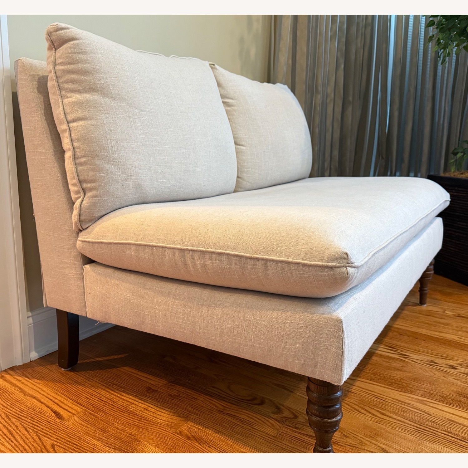 Comfortable Sandstone Linen Loveseat  - image-4