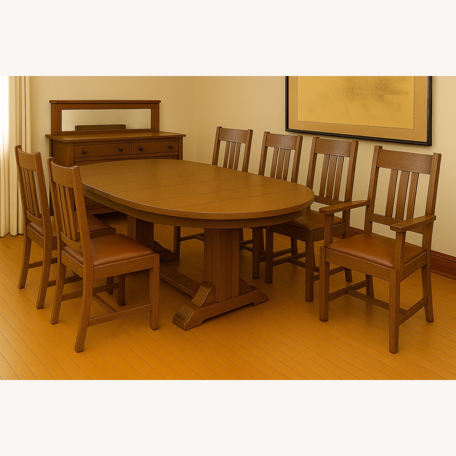 Mission Style Antique Dining Set - image-0