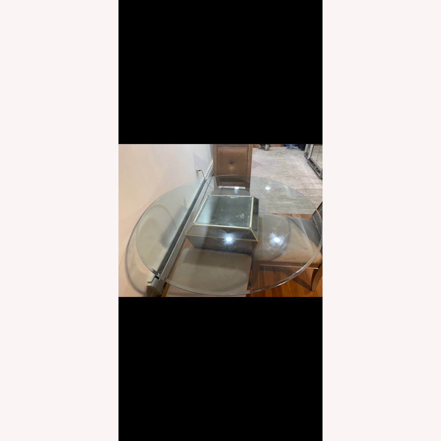 Macy’s 45 inch Silver Mirrored Table - image-3