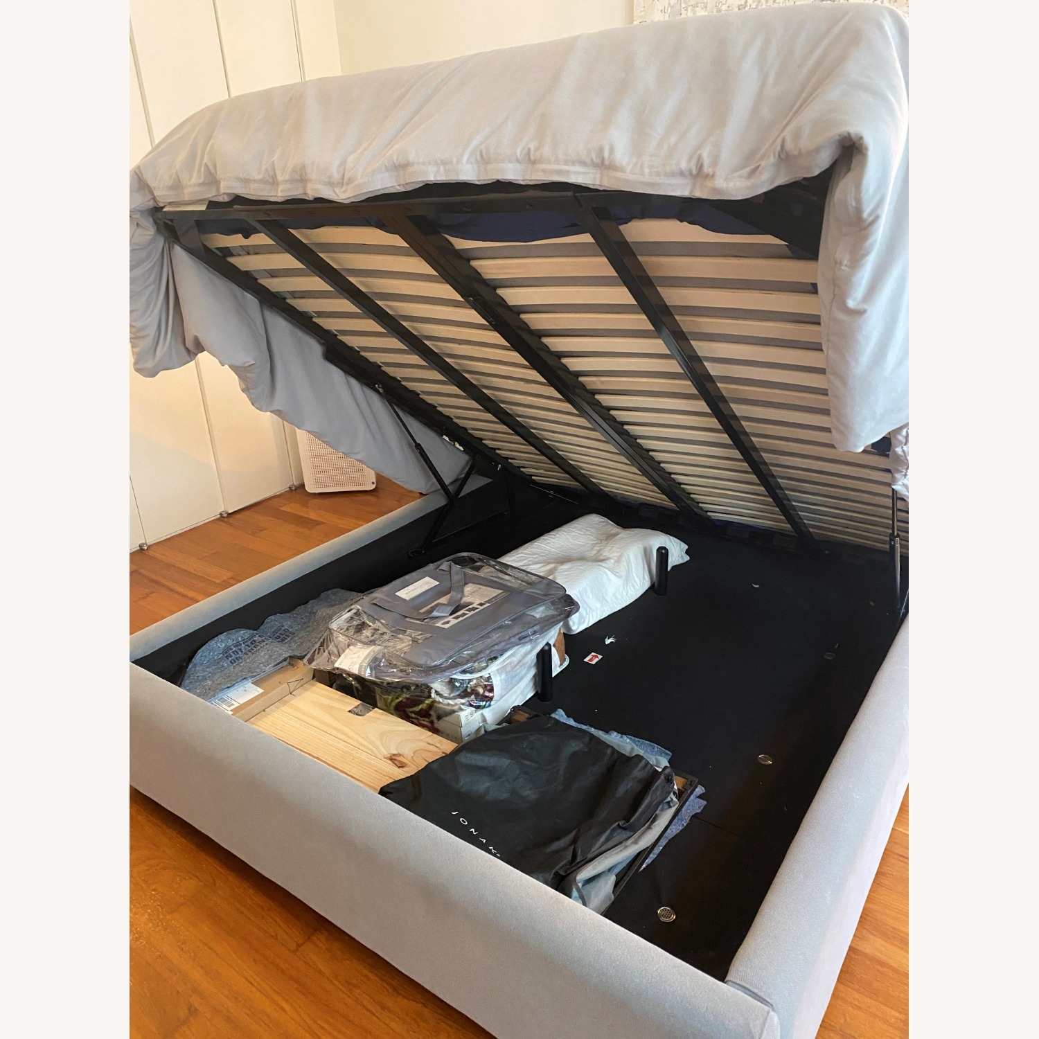 West Elm Gray Queen Storage Bed - image-3