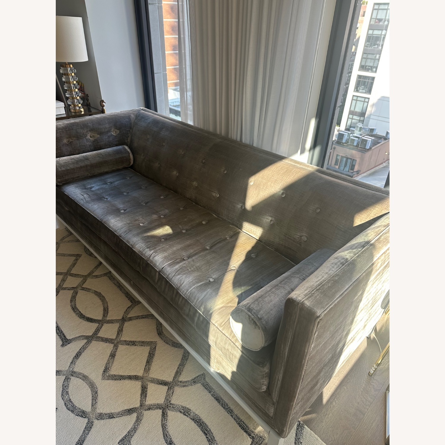 Jonathan Adler Gray Velvet Lampert Sofa - image-4