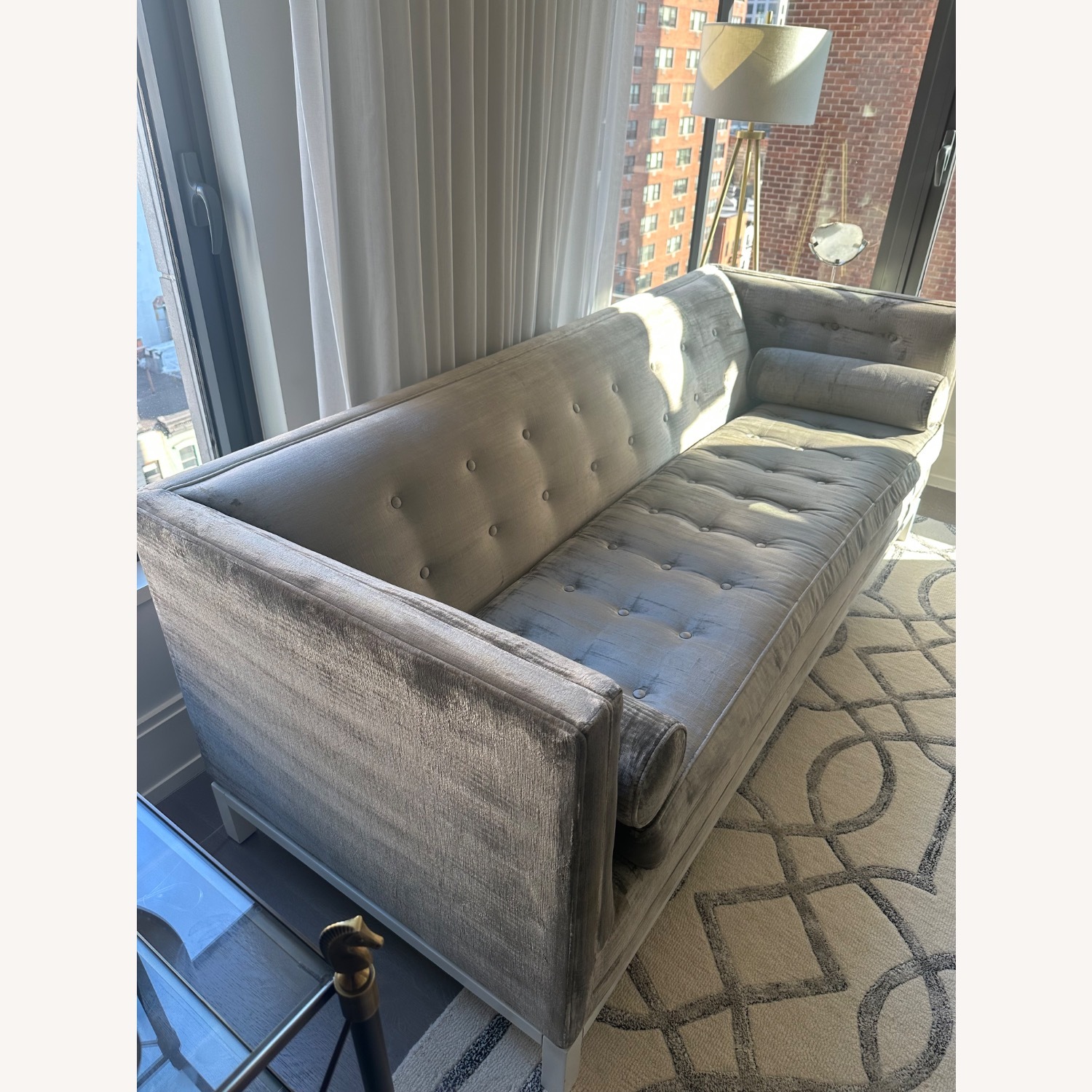 Jonathan Adler Gray Velvet Lampert Sofa - image-1