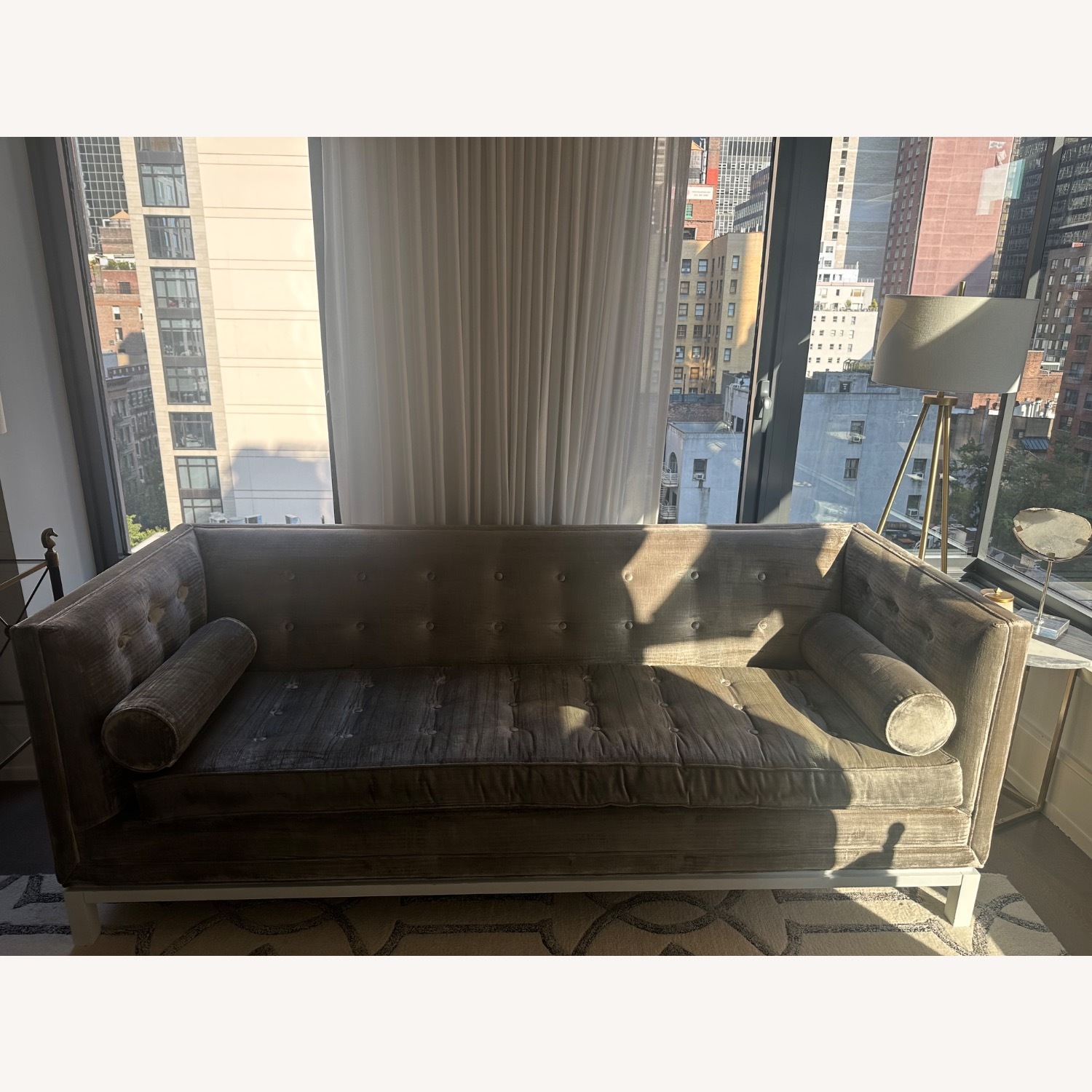 Jonathan Adler Gray Velvet Lampert Sofa - image-3