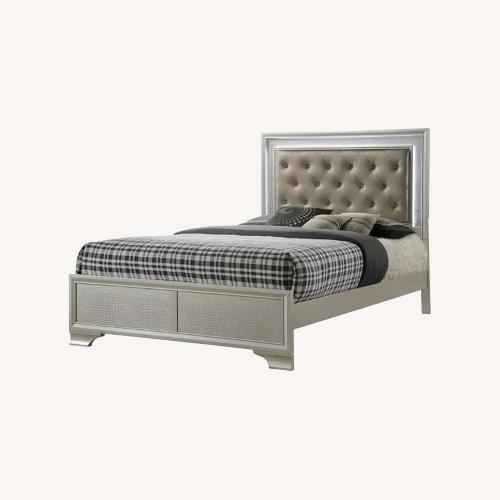 Used Macy’s Queen Size Tufted Mirrored Bed for sale on AptDeco