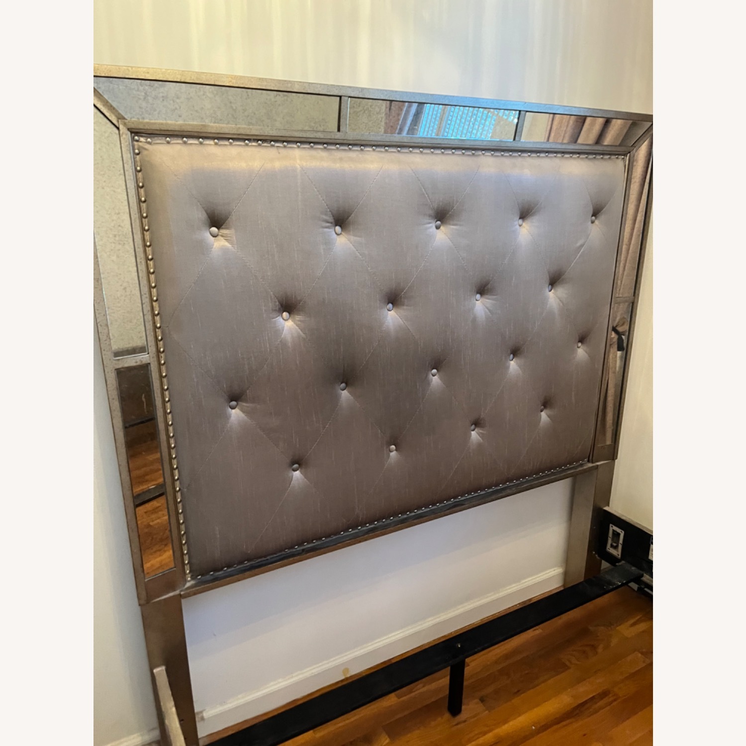 Macy’s Queen Size Tufted Mirrored Bed - image-3