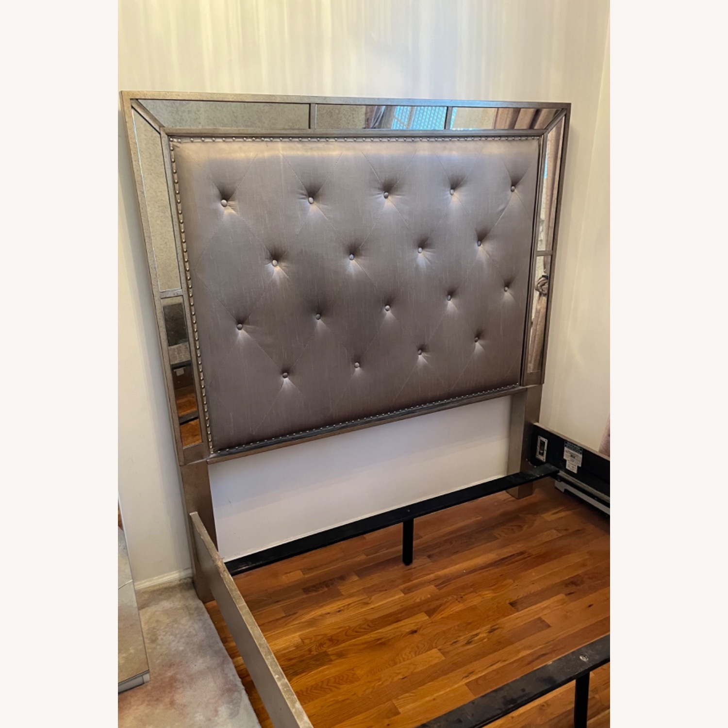Macy’s Queen Size Tufted Mirrored Bed - image-2