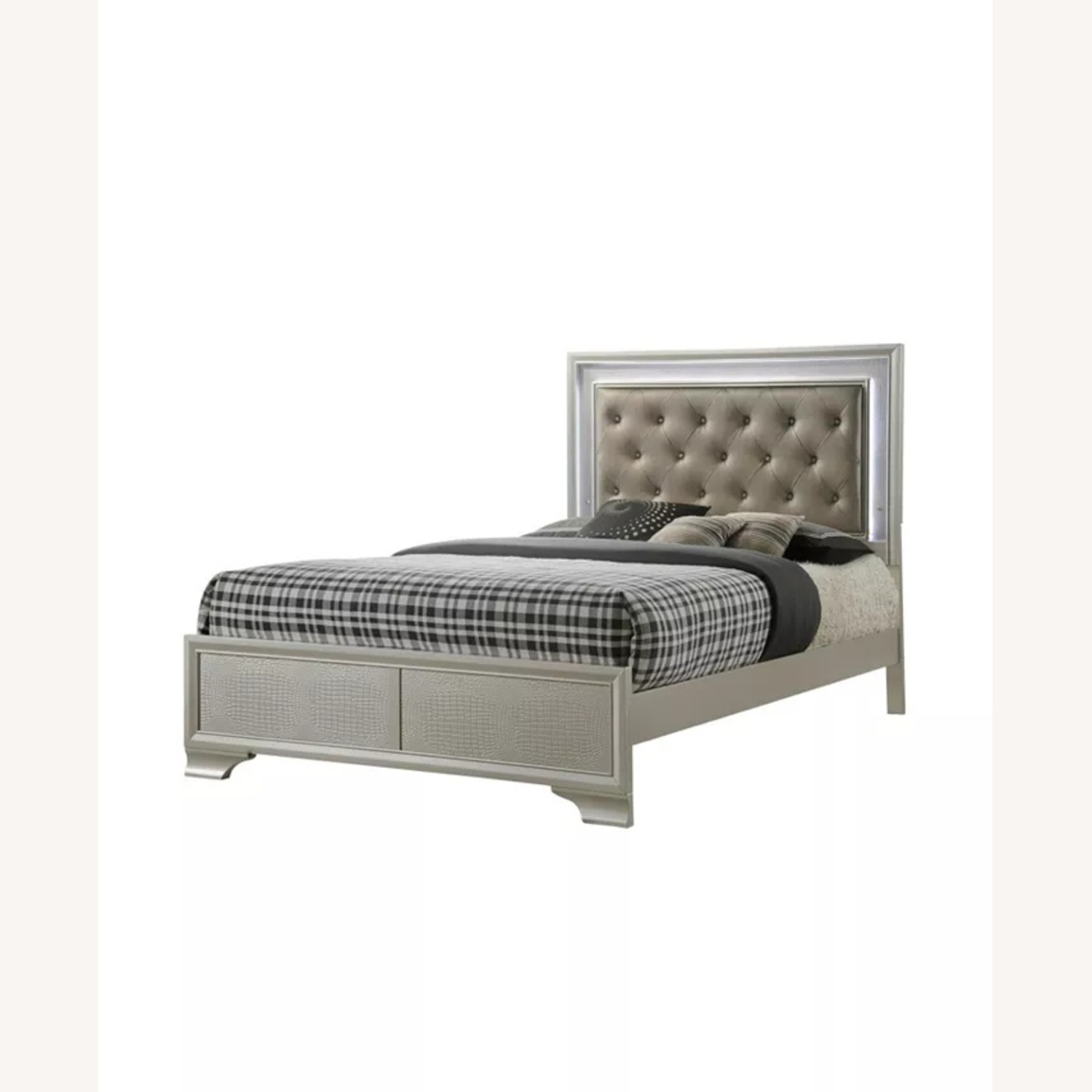 Macy’s Queen Size Tufted Mirrored Bed - image-7