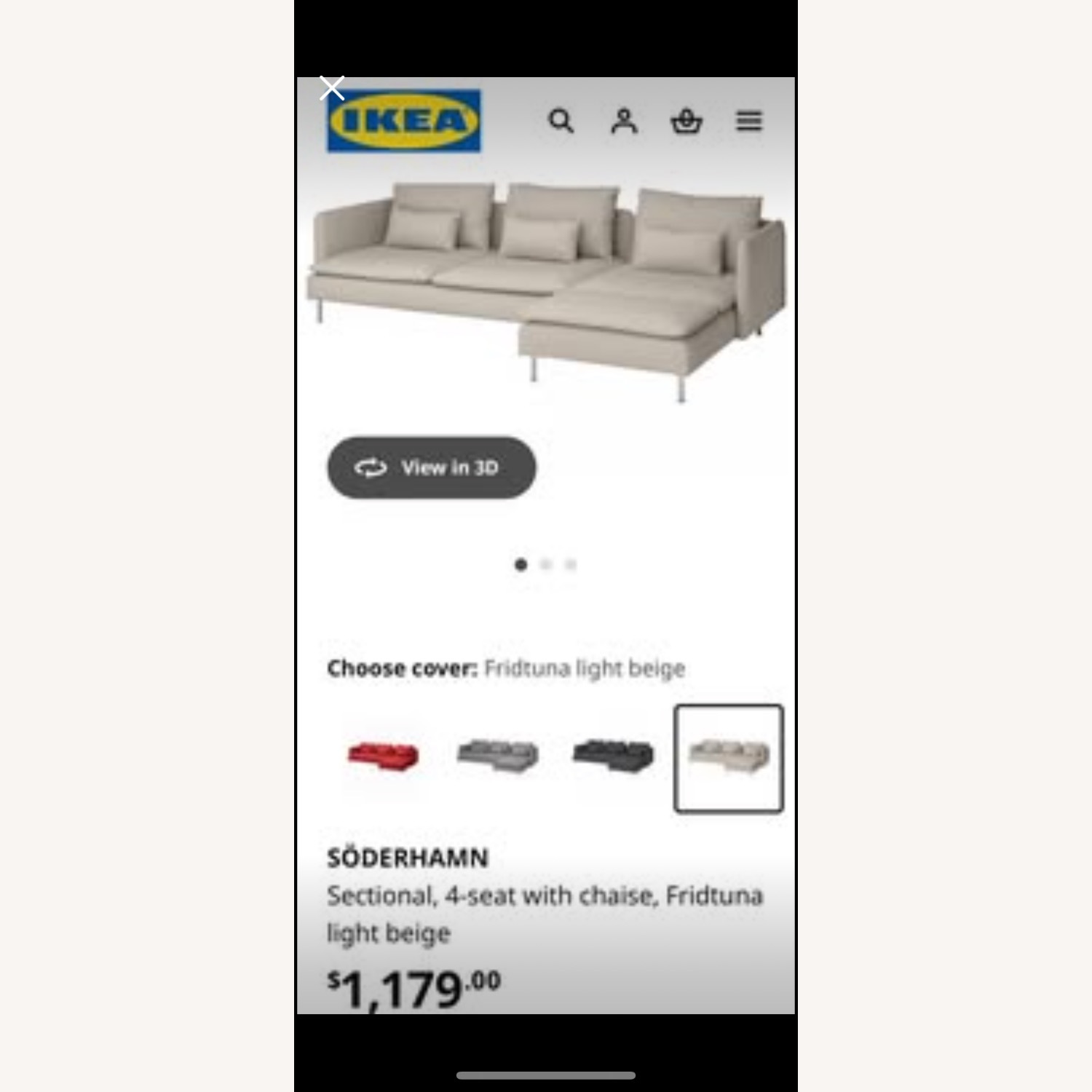  IKEA SODERHAM Sectional, Rose Velveteen - image-5