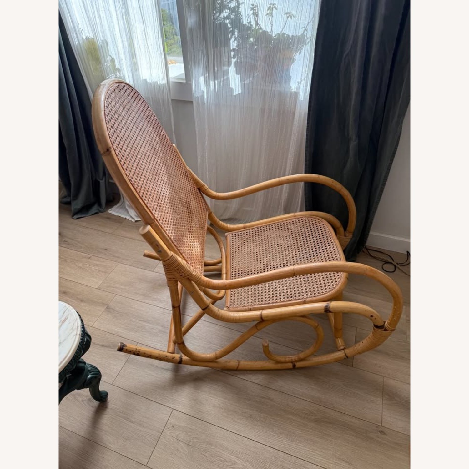 70s MCM Bamboo Bentwood Cane Rocking Chair Thonet - image-2