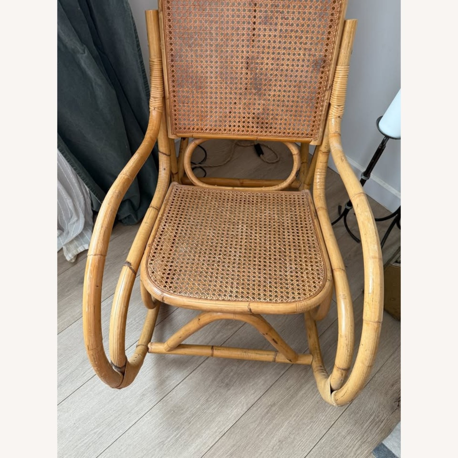70s MCM Bamboo Bentwood Cane Rocking Chair Thonet - image-7