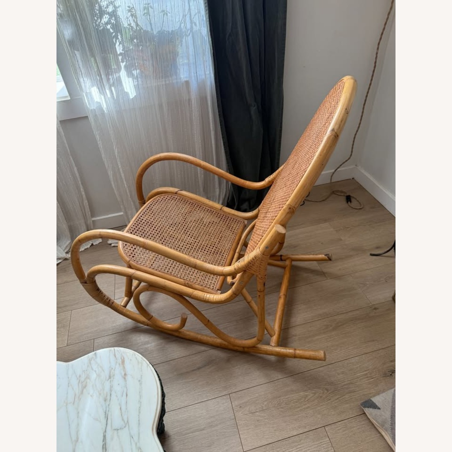 70s MCM Bamboo Bentwood Cane Rocking Chair Thonet - image-4