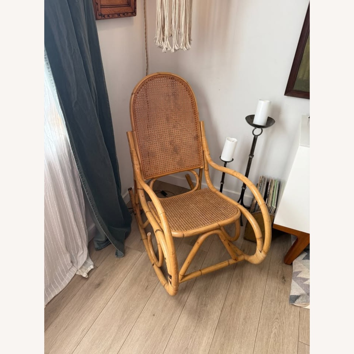 70s MCM Bamboo Bentwood Cane Rocking Chair Thonet - image-10