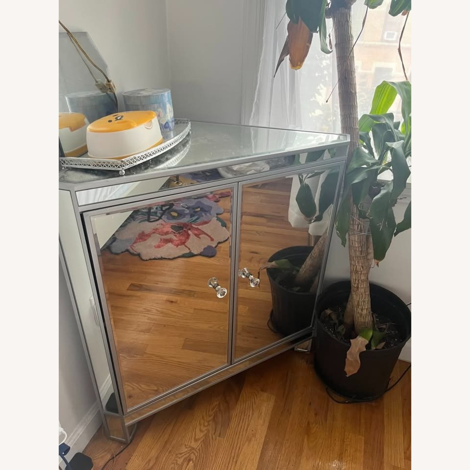 MCM Mrrored Glass TV Stand/Corner Cabinet  - image-1