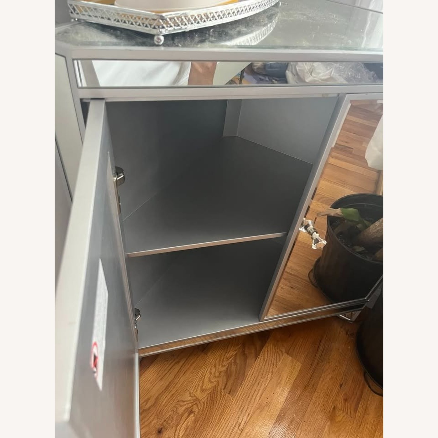 MCM Mrrored Glass TV Stand/Corner Cabinet  - image-3