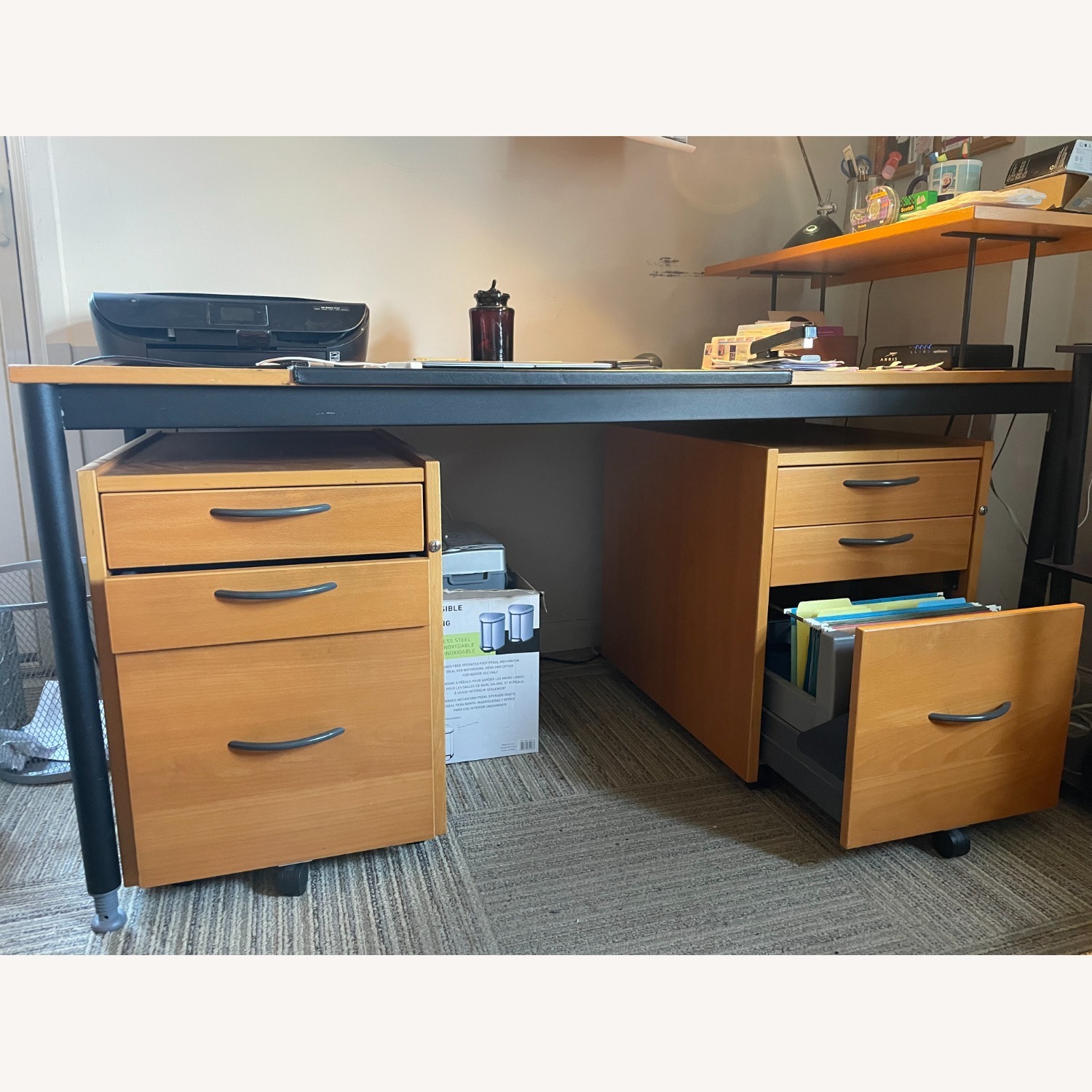 Large Vintage IKEA Desk with Lots of Storage - image-1