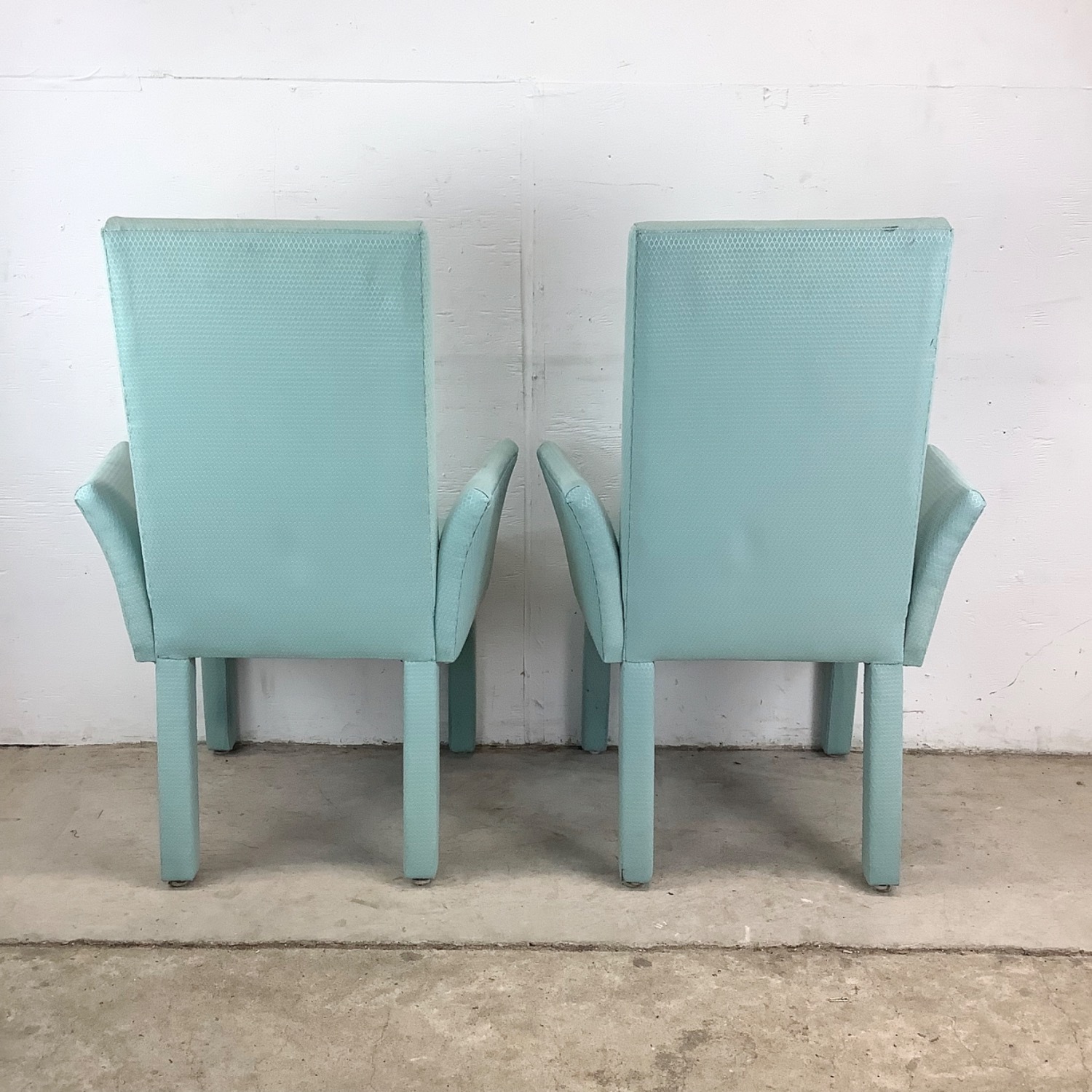 Pair of Vintage Sculptural Aqua Armchairs - image-11
