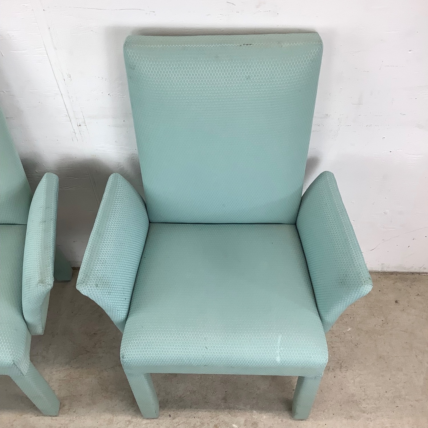 Pair of Vintage Sculptural Aqua Armchairs - image-8