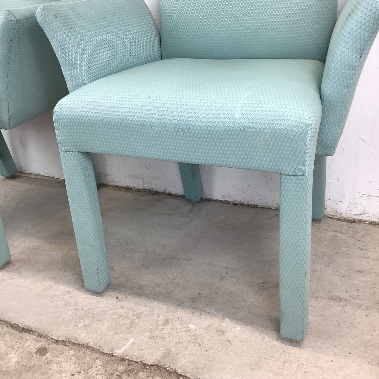 Pair of Vintage Sculptural Aqua Armchairs - image-2