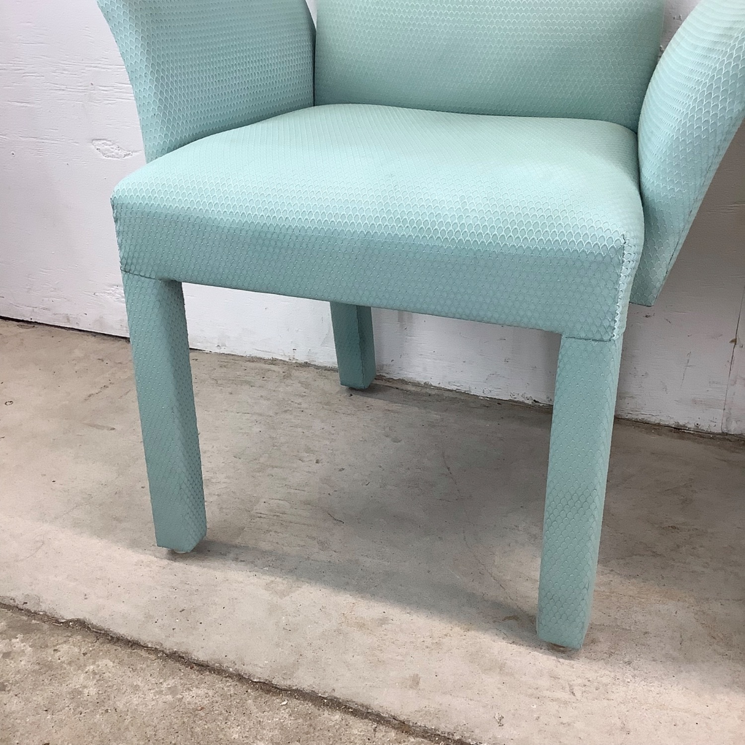 Pair of Vintage Sculptural Aqua Armchairs - image-1