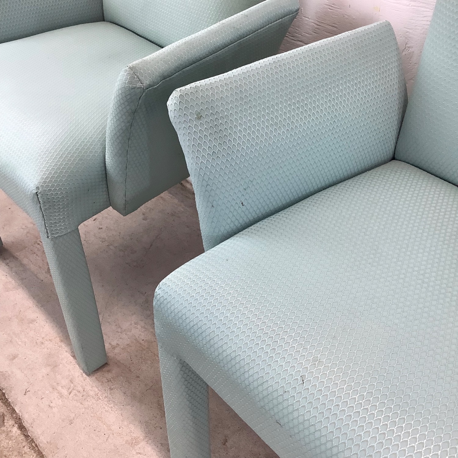 Pair of Vintage Sculptural Aqua Armchairs - image-3