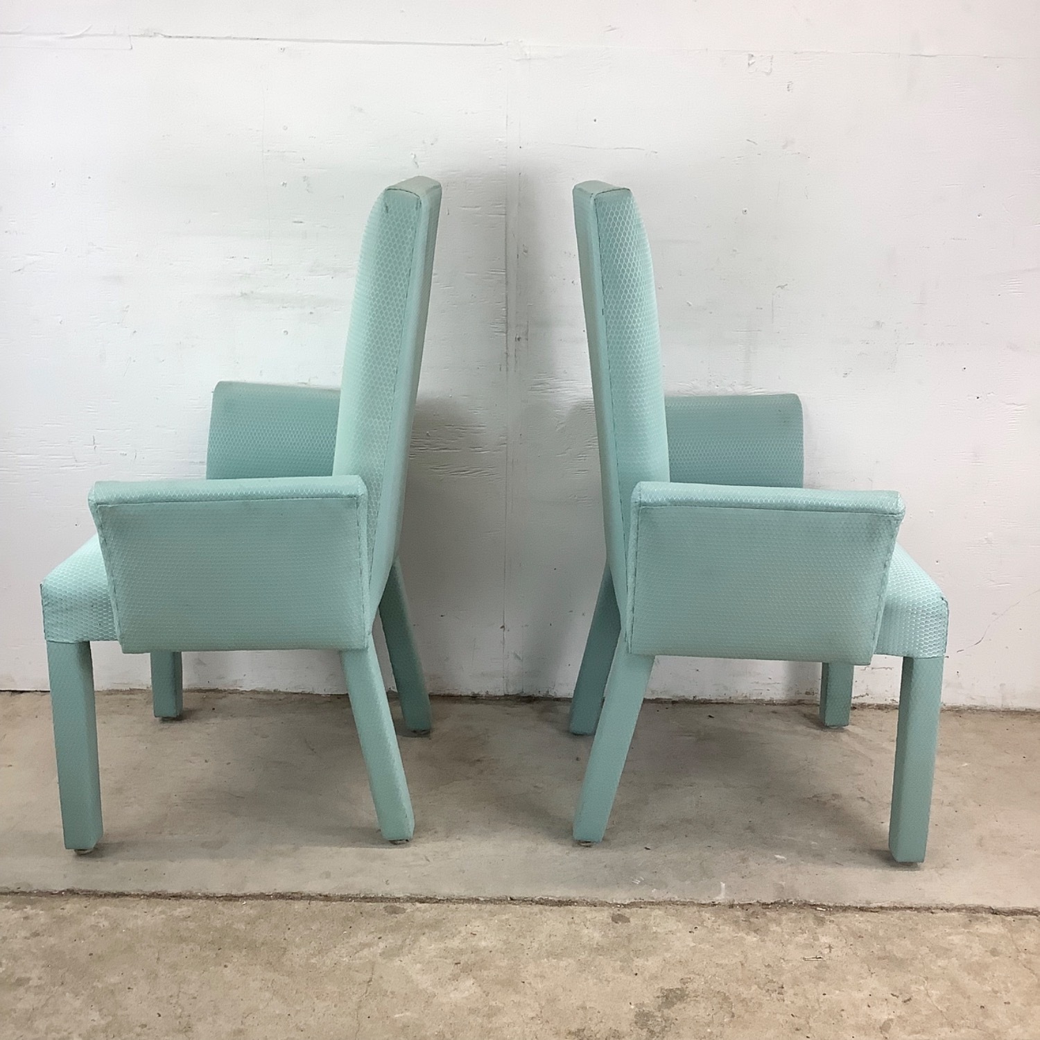 Pair of Vintage Sculptural Aqua Armchairs - image-13