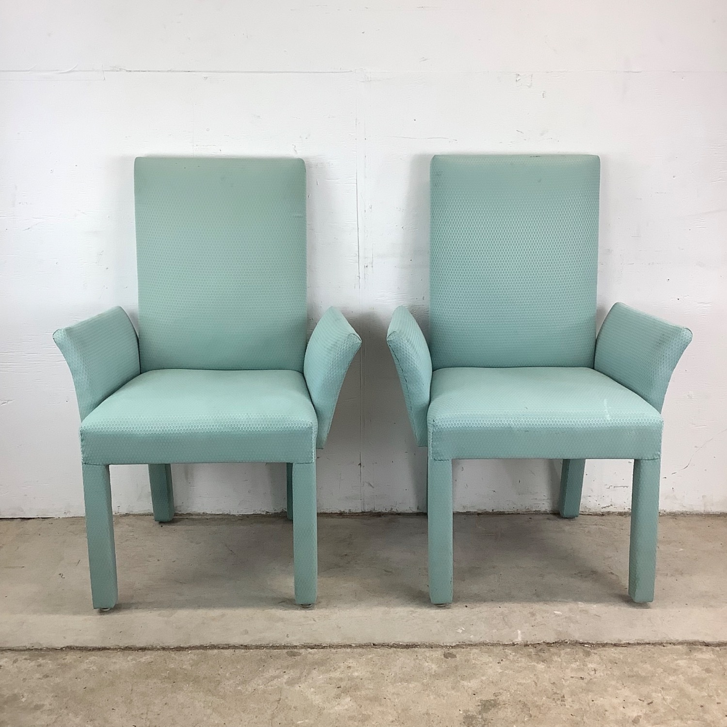 Pair of Vintage Sculptural Aqua Armchairs - image-5